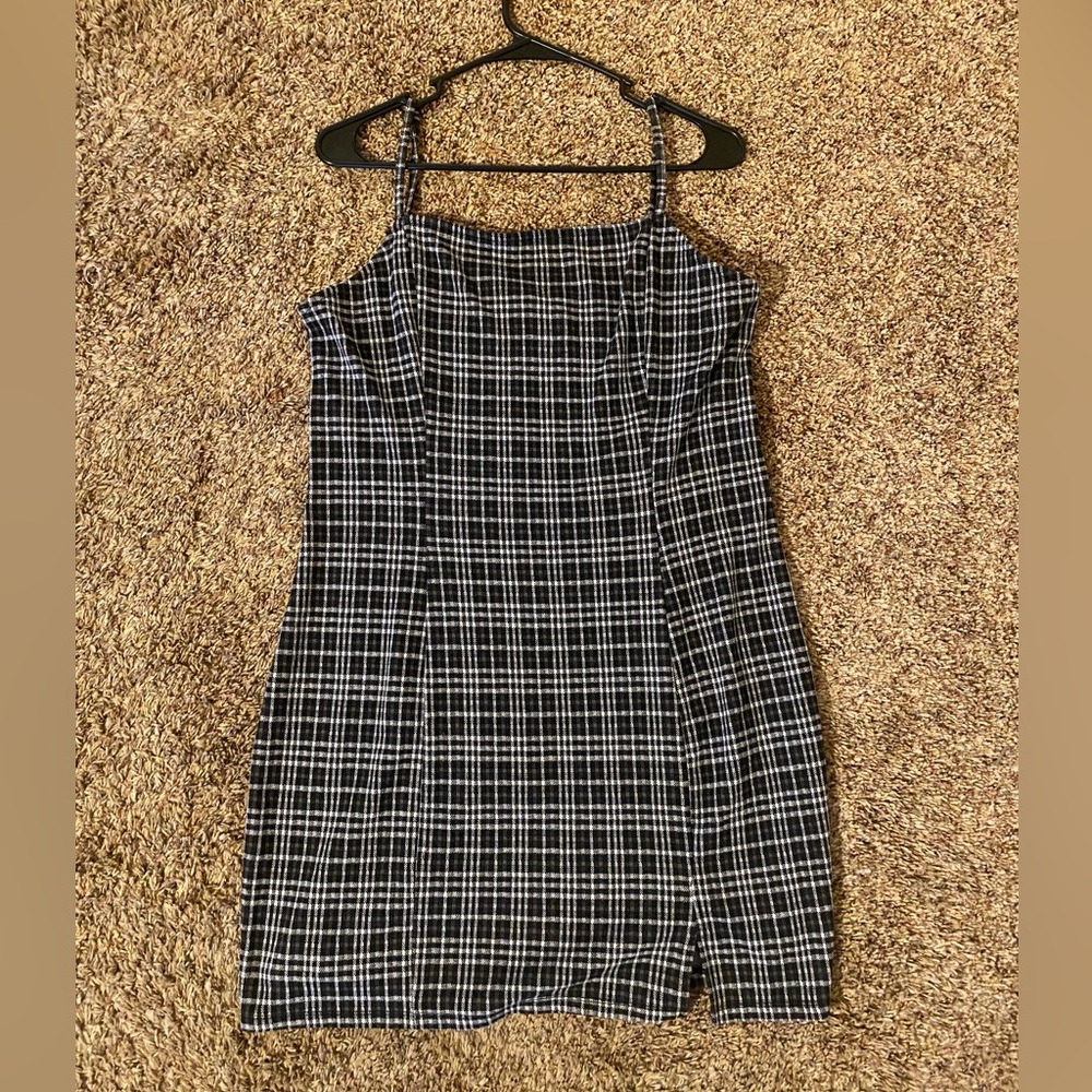 Black and White Plaid Mini Dress